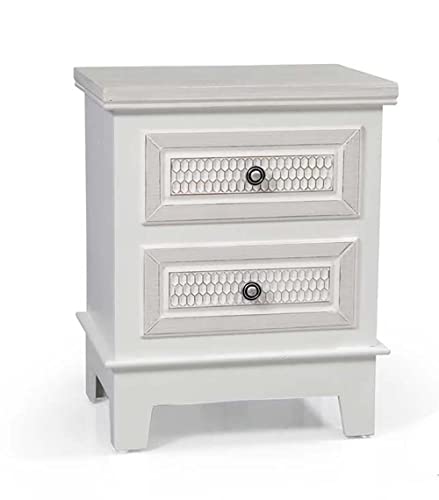 Generico Nachttisch Weiß Shabby Chic Modernes Design mit 2 Schubladen für Schlafzimmer GG2914