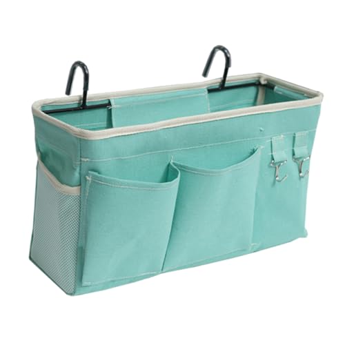 Hohopeti Bedside Hanging Organizer Tasche zum Einhängen Am Nachttisch Hellblau Multifunktionaler Aufbewahrungskorb aus Stoff für Laptop Tablet Magazine Handy und Fernbedienungen