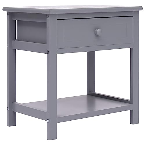 Mokuyary Nachttisch Grau 40×29×42 cm Paulownia Holz Beistelltisch, Nachtschrank Schlafzimmer, modern für Wohnzimmer Schlafzimmer Arbeitszimmer Gästezimmer