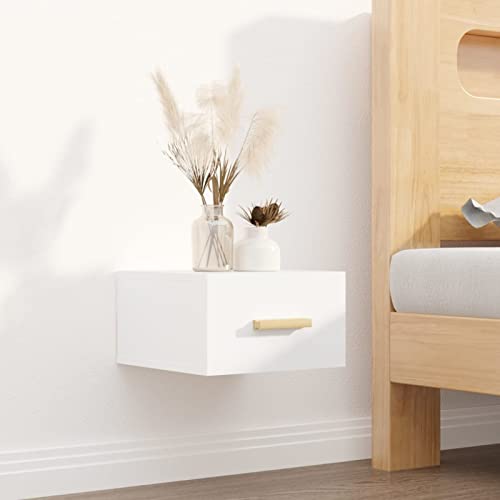 Gecheer Wand-Nachttisch Weiß 35x35x20 cm, Nachtschrank Nachtkonsole Nachtkommode Schlafzimmer Schrank Kommode