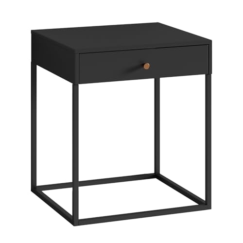 Riess Ambiente Industrial Nachttisch Slim LINE   50cm   anthrazit schwarz     Beistelltisch mit Schublade rechteckig
