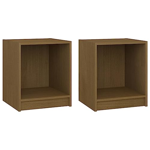 Homvdxl Würfeliger Nachttisch, kleiner Nachttisch, Beistelltisch mit 2 Ebenen, Beistelltisch, Retro, rustikale Akzentmöbel für Wohnzimmer/Schlafzimmer/k leiner Raum, 35,5 x 33,5 x 41,5 cm, Honigbraun,
