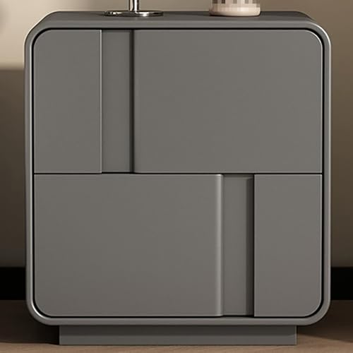 NKXASLS Moderner Nachttisch, Nachttische aus Holz, Nachtschrank mit 2 Schubladen, Minimalistischer Beistelltisch fürs Schlafzimmer, Mikrofaser-Leder-Finish(D ark Gray,50x40x50cm)