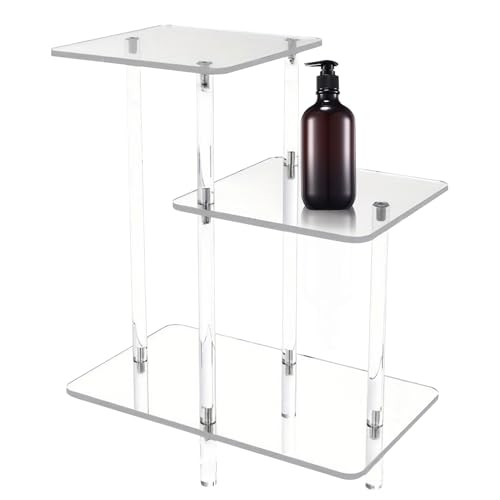 Beistelltisch aus Acryl, moderner Nachttisch, 3 Ebenen, transparenter Nachttisch für Telefon, Lobby, Wohnzimmer, Flur, Buch, Schlafzimmer, Wohnung, Zuhause, Terrasse