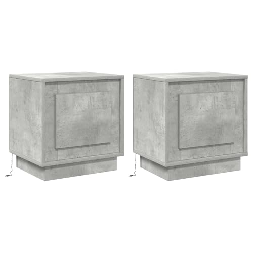 vidaXL Modernes Nachttisch-Set in Beton Grau mit Schublade, Elegante Nachttisch-Lösung für Schlafzimmer, gefertigt aus Holzwerkstoff und Altholz, einfacher Zusammenbau, kompakt und praktisch