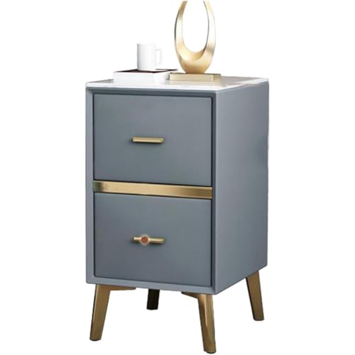 VITIWEDTY Ultraschmaler Nachttisch Aus Kunstleder Für Kleine Räume, Moderner Schlafzimmerschrank, Holzrahmen (Gray Blue)
