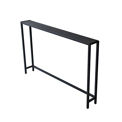Schmaler schwarzer Sofatisch, hoher und schlanker Konsolentisch für kleine Räume, Langer Beistelltisch für die Couch, rechteckiger Nachttisch mit 15 cm Breite, 120 x 15 x 75 cm, Farbe: Schwa
