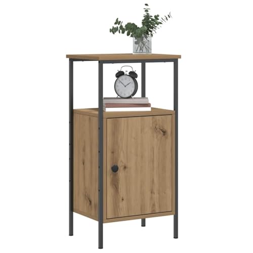 HETFTJN Nachttisch Artisan Eiche 41x31x80 cm aus Holzwerkstoff und Metall, moderner nightstand mit Tür und Ablage, Kleiner Beistelltisch mit Stauraum für Schlafzimmer und Wohnzimmer HETFTJN Nachttisch Artisan Eiche 41x31x80 cm aus Holzwerkstoff und Metall, moderner nightstand mit Tür und Ablage, Kleiner Beistelltisch mit Stauraum für Schlafzimmer und Wohnzimmer