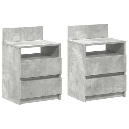 Generico kangqiling Nachttische 2 Stück mit 2 Schubladen grau Beton 40 x 33 x 60 cm, grau, 858567