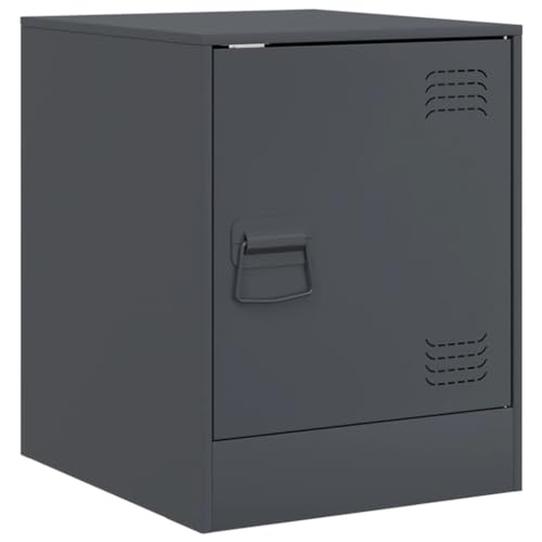 ULUYYUC Beistellschrank Nachttische Nachttischschrank Nachtkasten - Nachttisch Anthrazit 34,5x39x44 cm Stahl für Schlafzimmer Wohnzimmer Jugendzimmer Küche