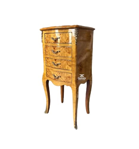 CasAmin Home & Living Nachttisch Französischer Antik Stil, kleine Kommode Retro Barock Stil in Gelb Kommode Wohndeko Nachttisch für Wohndeko