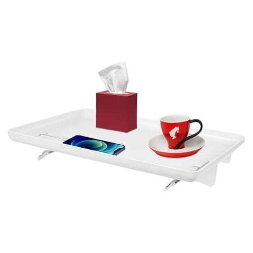 Ciounmb Nachttisch Regal mit Kabelschlitz Bettablage für Bett Zubehör mit stabilen Klemmen für Bettrahmen bis 7 cm für Schlafzimmer Gästezimmer Ablage für Bücher Laptops Snacks (Weiß)