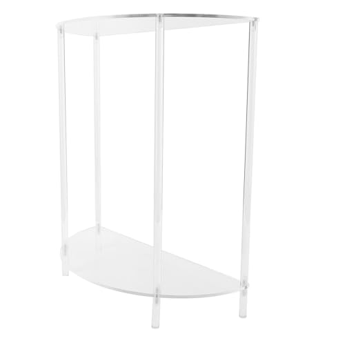 BAFOVY 2-stufiger Acryl-Beistelltisch, Halb-Ellipse Kleiner Nachttisch für Wohnzimmer und Schlafzimmer, Moderner Nachttisch mit Einer Kapazität von 50 Lb (45 X 41 X 18 cm)