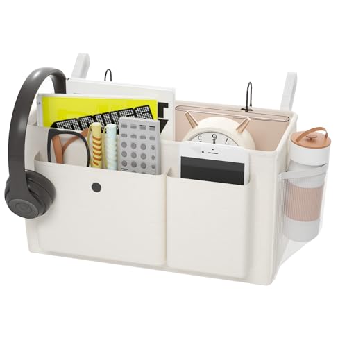 Edudif Nachttisch-Caddy, Nachttisch-Organizer mit festen Gurten und Wasserflaschenhalter, Etagenbett-Caddy ideal für Zuhause, Wohnheim, Krankenhaus, Kinderbett, vielseitige