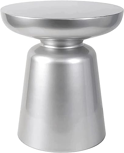 Runder Nachttisch aus Metall, platzsparend, Ecknachttisch, Abnehmbarer Sofatisch für zu Hause (Farbe: Silber, Größe: 400 x 430 mm)