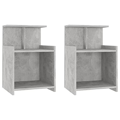 Genérico Wenjingqi 806184 Nachttisch, 2 Stück, Sperrholz, Betongrau, 40 x 35 x 60 cm, Grau