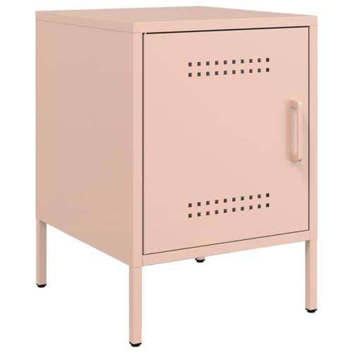 vidaXL Nachttisch, Nachtschrank mit Stauraum, Nachtkommode für Schlafzimmer, Nachtkonsole Beistelltisch, Industrie-Stil, Rosa Stahl