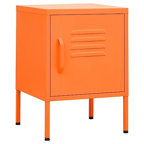 vidaXL Nachttisch 1 Regalboden 1 Schloss Modern Nachtschrank Nachtkonsole Nachtkommode Schlafzimmer Schrank Kommode Orange 35x35x51cm Stahl
