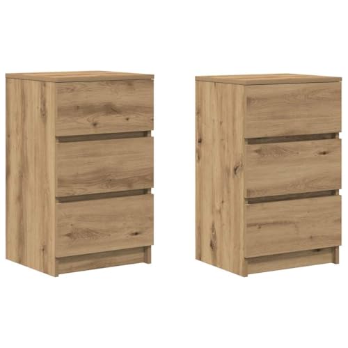 QJBSAVVA Bedroom Furniture Betttisch Night Stand Beistelltisch Schlafzimmer - Nachttische mit 3 Schubladen 2 STK. Artisan-Eiche 39x35x65 cm für Badezimmer Wohnzimmer Balkon Schlafzimmer