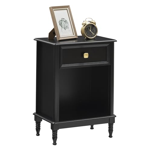 HAUSPROFI Nachttisch mit Schublade und Ablagefach, Modern Nachttisch Schmal 45x30x62 cm Nachtkästchen Nachttisch Holz, Nachttischschrank für Boxspringbett, Wohnzimmer, Schlafzimmer