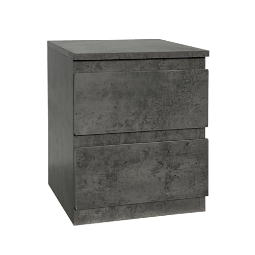 HTI living Nachtkommode 2 Schubladen Thekla Beton Nachtschrank Nachttisch