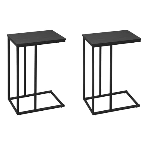 WOLTU Beistelltisch 2er Set Kaffeetisch Couchtisch Sofatisch Nachttisch Betttisch Laptoptisch, Gestell aus Metall, Tischplatte aus Holz, 45x25x63,5cm(BxTxH), Schwarz, TSG17sz-2