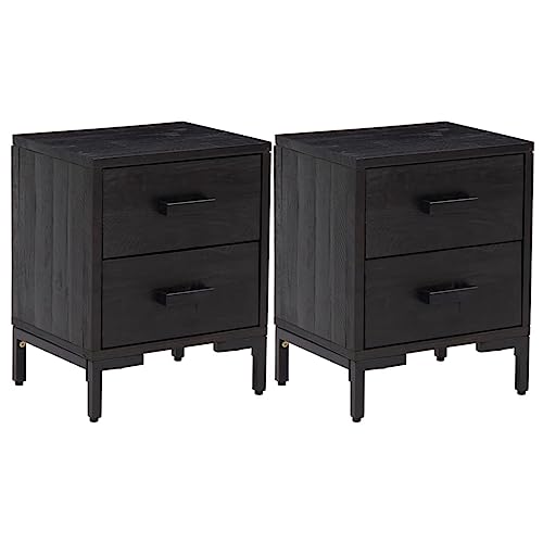 QJBSAVVA Bett Beistelltisch Betttisch Couchtisch Beistelltisch Schlafzimmer - Nachttische 2 STK. Schwarz 36x30x45 cm Massivholz Kiefer für Badezimmer Balkon Schlafzimmer Wohnzimmer