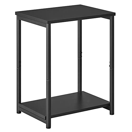 VASAGLE Sofa Beistelltisch, 2-stöckiger Beistelltisch, Nachttisch mit Stahlgestell, für Wohnzimmer, Schlafzimmer, Home Office, klassisch schwarz LET271B16