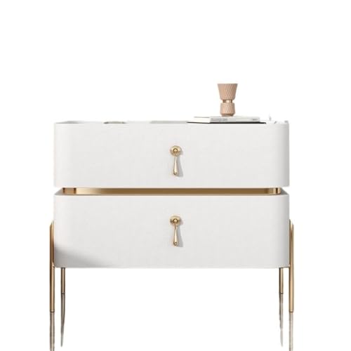 Nachttisch, Nachttisch, Schlafzimmermöbel, Aufbewahrungsschrank, Schublade, minimalistisch, Leder, modern, mit 2 Schubladen, Nachttisch, Metallgriff