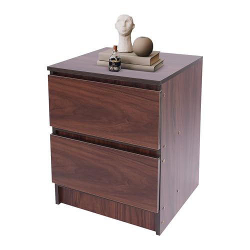 CHFUNE Bett Beistelltisch, Nachttisch 2 Schubladen Kommode Modern Kleine Haushalt Aufbewahrung Schrank für Wohnzimmer, Schlafzimmer, 32 * 30 * 41cm, braun