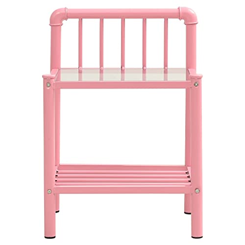 HEFZGDB Nachttische 2 STK. Rosa Transparent Metall und Glas Nachttisch Modern Nachttische Nachtschrank Sideboard Wohnzimmer für Hotel Gästezimmer Wohnzimmer Schlafzimmer