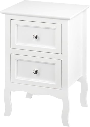 WOLTU Nachttisch Sofatisch Nachtkommode Nachtschrank mit 2 Schubladen für Schlafzimmer Wohnzimmer aus MDF Weiß TS119ws