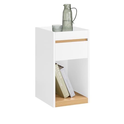 SoBuy Nachttisch Boxspringbett Sofatisch Nachtkommode Beistelltisch schmal Telefontisch Nachtschrank Weiß BHT ca. 30x55x35cm FBT137-W