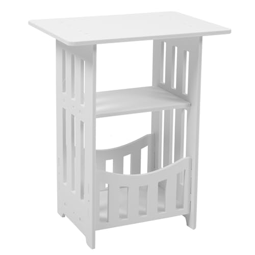 MAGICLULU Nachttisch Weiß Kleiner Beistelltisch Für Schlafzimmer Kompaktes Sofa-seitenregal Für Kleine Räume Möbel Zum Ordnen Von Büchern Und Getränken