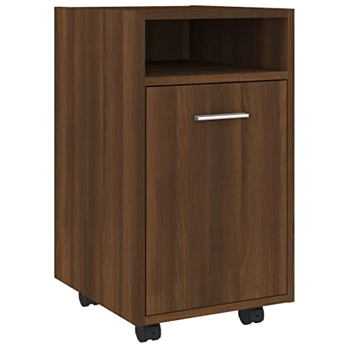 Genérico Wenjingqi 815854 Beistellschrank mit Rollen, Eiche, 33 x 38 x 60 cm, Braun