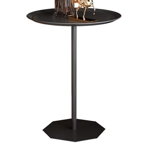 Moderner runder Beistelltisch aus Metall für kleine Räume, Sofa, Beistelltisch, Snack-Beistelltisch, Akzenttisch für Wohnzimmer, Schlafzimmer, Büro, Bianco-Finish, 40 cm
