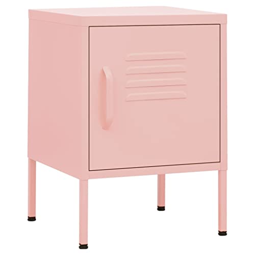 SXJEQOC Kleiner Nachttisch Nachttischschrank Beistelltische Fürs Wohnzimmer Nachtkasten - Nachttische 2 STK. Rosa 35x35x51 cm Stahl für Schlafzimmer Outdoor Wohnzimmer Jugendzimmer