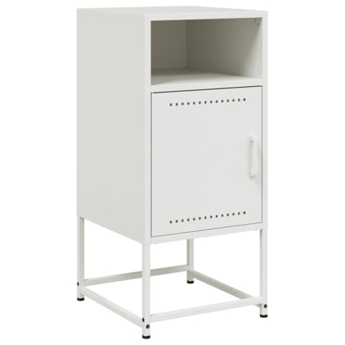 vidaXL Nachttisch, Nachtschrank mit Stauraum, Nachtkommode für Schlafzimmer, Nachtkonsole Beistelltisch, Industrie-Stil, Weiß Stahl