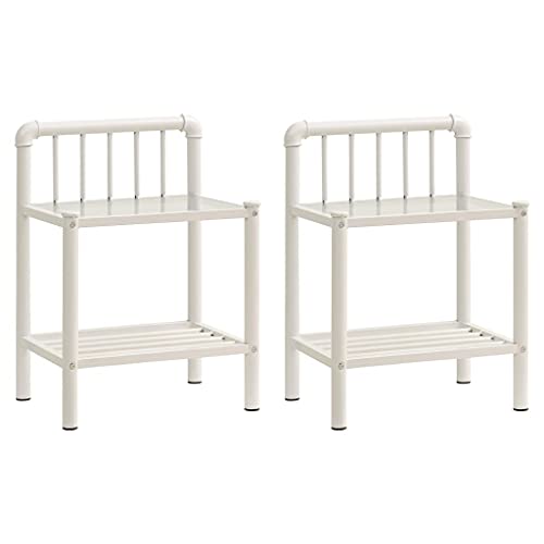 Eleganz Nachttische 2 STK. Weiß Transparent - Modernes Design aus Glas und pulverbeschichtetem Metall, perfekt für Schlafzimmer und kleine Wohnungen