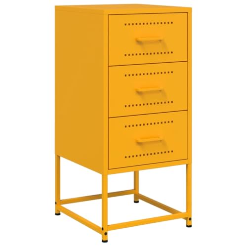 vidaXL Nachttisch, Nachtschrank mit Stauraum, Nachtkommode für Schlafzimmer, Nachtkonsole Beistelltisch, Industrie-Stil, Senfgelb Stahl