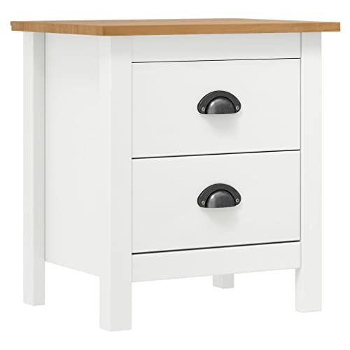 NIVVHOH Nachttisch, Nachtkommode Beistelltisch Bedside Table Nightstand Geeignet für Wohnung Wohnzimmer Hotel Schlafzimmer Weiß 46x35x49,5 cm Massivholz Kiefer