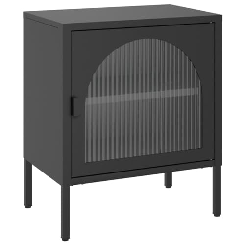 HEFZGDB Nachttische 2 STK. Schwarz 50x35x60 cm Glas und Stahl Nachttisch Vintage Nachtschrank Beistelltisch Küchentisch für Wohnzimmer Schlafzimmer Gästezimmer Hotel