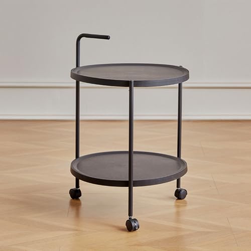 Moderner runder Beistelltisch mit Rollen - Stilvoller ge Couchtisch & kleiner Stauraum Nachttisch für Wohnzimmer & Schlafzimmer - Platzsparendes Design