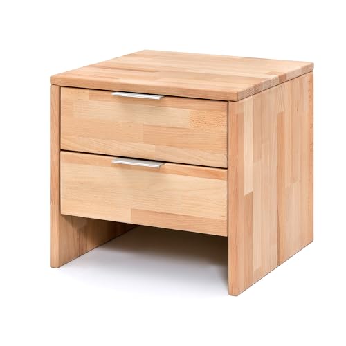 WOODLIVE DESIGN BY NATURE Nachttisch Nick aus massiver Kernbuche inkl. 2 Schubladen