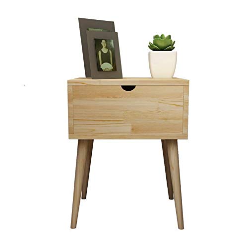 TISVY Einfacher Nachttisch, nordischer europäischer Shabby Chic-Holz-Schlafzimmermö bel-Schrank Nachttisch