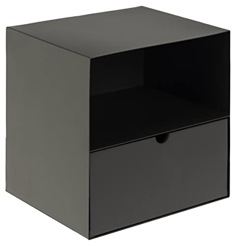 AC Design Furniture Jeppe Nachttisch, H: 30 x B: 30 x T: 25 cm, Schwarz, Metall/MDF, 1 Stk.
