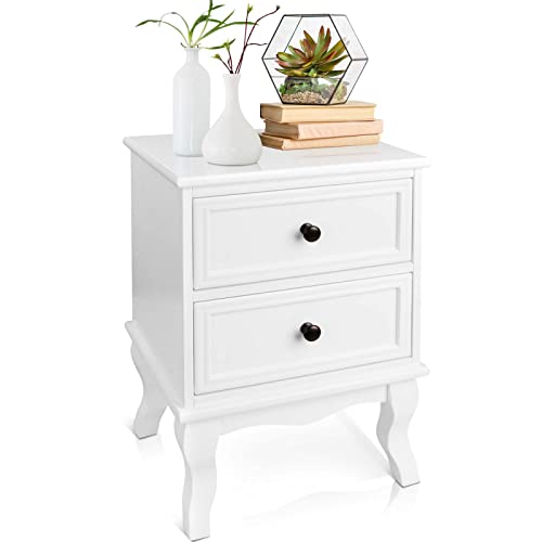 MIADOMODO® Nachttisch mit 2 Schubladen-50x34x29,5cm, 1er oder 2er, aus robuster MDF und Holz, Boxspringbett Nachtkommode, Beistelltisch, Kommode, Schlafzimmer Ablagefach (1er)