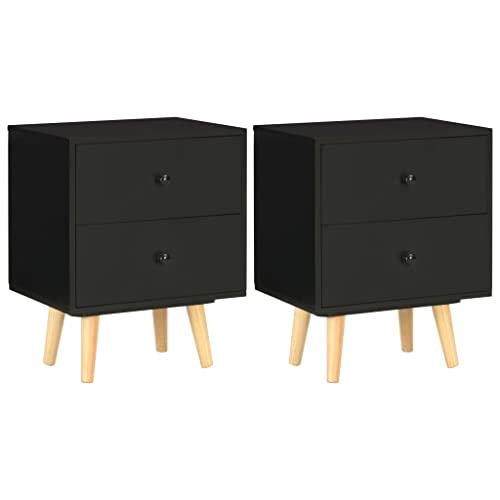 KATERYY Nachttische 2 STK. Schwarz 40 x 30 x 50 cm Kiefer Massivholz,Stilvolle Nachttische im skandinavischen Design | Praktisch und dekorativ für Ihr Schlafzimmer Schlafzimmer, Nachttische