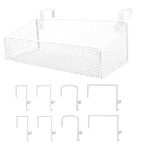 FUNNETOYU Nachttisch Organizer Metallkorb zum Einhängen Hängekorb für Bett Geländer Aufbewahrungskorb für Schlafzimmer Studentenwohnheim und Büro Weiß