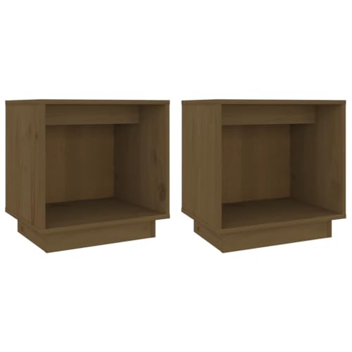 Eleganz Nachttische 2 STK. Honigbraun 40x30x40 cm Massivholz Kiefer - Natürliches Kiefernholz, Langlebig & Stilvoll - Perfekt für Schlafzimmer & Gästezimmer